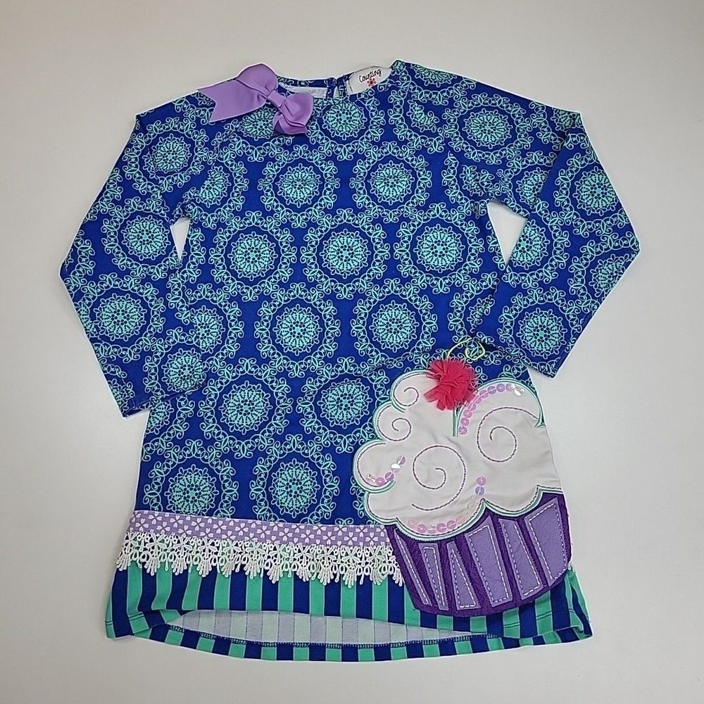 Counting Daisies‎ Girls  Aqua Cupcake Dress Size 8 Super Cute Preppy Fashionista